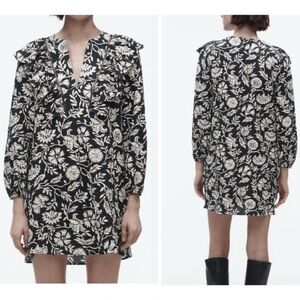 NWT Zara ruffled print mini dress